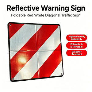 Placa Reflectante Diagonal <span class=keywords><strong>Roja</strong></span> y Blanca para Vehículos, Estándar de Italia y <span class=keywords><strong>España</strong></span>, de Aluminio Rayado, Señal de Advertencia para Portabicicletas - Product Image 1