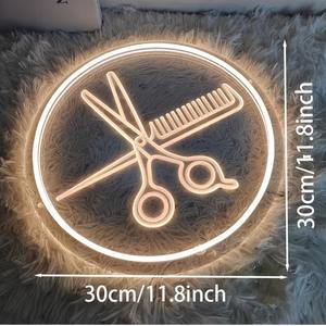 Lámpara de Neón LED para Salón de Belleza, Letrero de Pared con Alimentación USB, Luz de Peine y Tijeras para Decoración de Barbería - Product Image 3