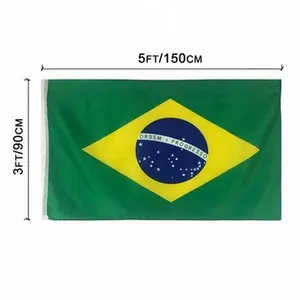 Bendera Brasil 100% Poliester Kustom Klub Sepak Bola Dunia