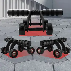 New Design Portable Home Exercise Core Strength Training4 Wheel Ab Exercise Abdominal Wheel Roller With Elbow Support