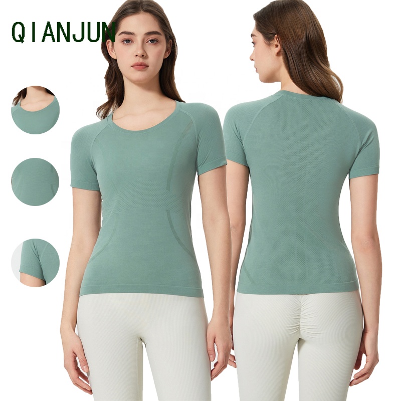 Customized Logo Women's Yoga Top With Threaded Cuffs Elastic Comfortable Yoga Clothes Casual Daily Yoga Fitness Tops
