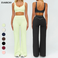 Evaricky Vente en gros Ensemble de vêtements de sport et de yoga pour l'extérieur, taille haute, coupe ample et jambe large, color block, comprenant un soutien-gorge de sport