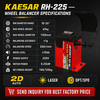 Machine d'équilibrage de roues intelligente KAESAR RH-225, mesure automatique 2D, indication laser double OPT SPO, 10-26 pouces, précision 1g