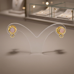 Boucles d'oreilles pendantes classiques personnalisables Bella en argent sterling plaqué or 14 carats avec topaze rose naturelle et zircon cubique, couleur personnalisée - Product Image 2