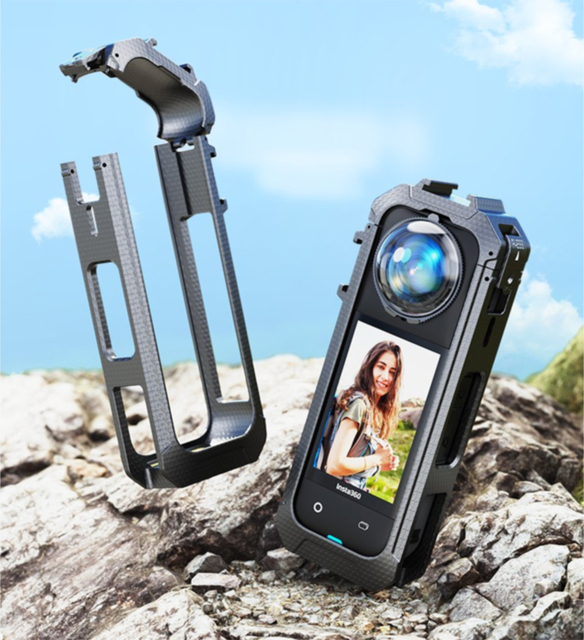 For Insta360 X5 Camera Sport Camera Accessories Dual Cold Shoe Mounts Quick Release PC Protective Case Frame with Magnetic Base