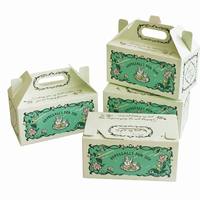 Boîte à gâteaux en carton avec poignée, personnalisable, pour pâtisseries, gâteaux et biscuits, emballage plat, vente en gros