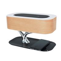 Lampe de bureau multifonctionnelle Hometree en bois, lampe de chevet avec haut-parleur, charge sans fil, veilleuse