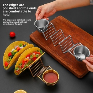 Soporte para <span class=keywords><strong>Tacos</strong></span> Mexicanos con Tazón para Salsas, Base de Acero Inoxidable, Soporte para Mesa, Capacidad para 3 <span class=keywords><strong>Tacos</strong></span> de Carcasa Dura o Blanda - Product Image 2
