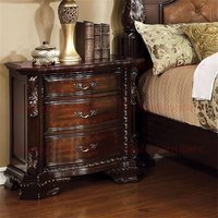 Lit à baldaquin de luxe américain antique avec rangement, en bois massif sculpté à la main, design traditionnel, hauteur réglable