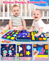 Tableau d'activités sensorielles Montessori personnalisé pour enfants, jouet de voyage en feutre pour tout-petits, livre d'éveil pour l'apprentissage des compétences de base