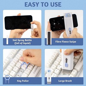 Kit de cepillo <span class=keywords><strong>limpiador</strong></span> de teclado de computadora 7 en 1, pluma de limpieza de auriculares para auriculares, <span class=keywords><strong>limpiador</strong></span> de Herramientas de limpieza de teléfonos iPad - Product Image 4