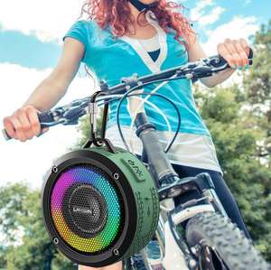 Haut-parleur Bluetooth personnalisé BTS200 avec lumière RVB colorée et crochet pour le cyclisme en plein air, la randonnée en montagne, étanche IPX7, subwoofer sans fil - Product Image 3