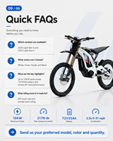 2026 Neu Gut Verpackt 72V 35A für Light Bee Elektro-Dirtbike 10000W Aluminiumlegierungsrahmen Maximales Drehmoment 295Nm Straßentauglich