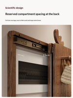 Miroir mural pleine longueur avec panneau perforé dissimulant la boîte à compteur domestique, finition chêne, design de porte coulissante à pousser et tirer pour entrée ZWJ050