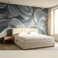 Papier peint auto-adhésif en PVC bleu marbré, revêtement mural moderne pour chambre à coucher, salon, bureau et décoration commerciale