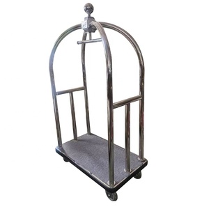 Carrello Portabagagli Moderno C007 Dorato con Ruote da 8 Pollici in Acciaio Inox per Hotel e Servizio Bagagli - Product Image 2