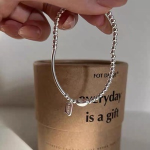 S925 Sterling <b>Silver</b> <b>Beaded</b> Bracelet Ball Shape Lucky Charm Unisex Everyday Wear Fine Jewelry - Product Image 4