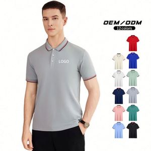 Polo de Verano para Hombre con Logotipo Personalizado OEM, Manga Corta, Cuello Solapa, Tejido de Punto, Corte Ajustado, Estilo Coreano, Rayas, Casual - Product Image 4