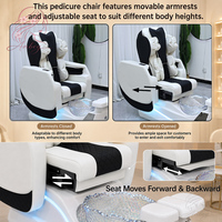 Fauteuil de pédicure électrique inclinable de luxe avec massage par airbag, pompe à jet, lumière LED et drainage automatique pour salon de manucure