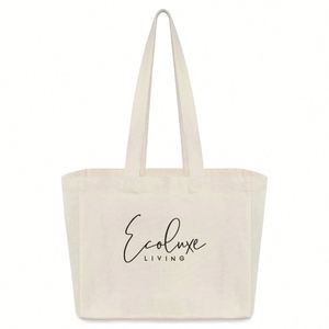 Stylish Eco-Friendly Women's Canvas Shopping Tote Custom Logo Beach <b>Bag</b> with Low MOQ for Wholesale Fun and Practical - Product Image 4
