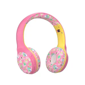 Safe Comfortable Wearing Blue tooth V5.0 Headphone with 85dB Volume Limit for Children Over ear Wireless Kids Headset with Mic