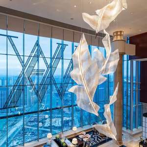 New Design Villa Engineering Custom <b>Lighting</b> Hotel Lobby Feather Leaf Glass Led Luxury Chandeliers - Product Image 2