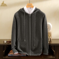 Eleganter Klassischer 12G Flachgestrickter Kaschmir-Hoodie Strickjacke Winter Casual Pullover Unisex-Stil für Einzel- und Großhandel