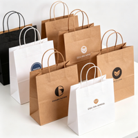Sac en papier kraft blanc de luxe personnalisé avec logo, écologique, recyclable, sûr pour les aliments, avec poignée, pour cosmétiques, parfums, chaussures