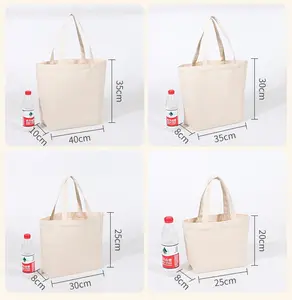 Borsa Tote in tela di cotone naturale con logo personalizzato borsa della spesa riutilizzabile borsa in cotone semplice