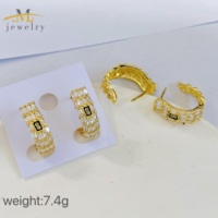 JML Nouveaux accessoires de mode, boucles d'oreilles Monaco, vente en gros, laiton de haute qualité, plaqué or 14 carats, boucles d'oreilles chaîne cubaine pour femmes