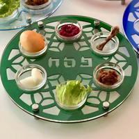 Plateau de séder de Pessah personnalisé en lucite, bols en acrylique, plateau de Pessah, mots hébreux, judaïca, cadeau juif