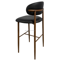 Tabouret de bar noir élégant avec dossier rembourré pour îlot de cuisine, chaise de bar pour maison moderne, salle à manger, restaurant