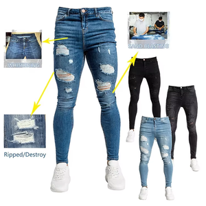جينز رجالي ضيق بقصة ضيقة بنطال جينز ممزق للبيع بالجملة طلبات كبيرة قابلة للتخصيص جينز رجالي عالي الجودة - Product Image 2