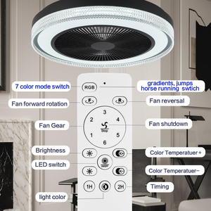 インテリジェント北欧スピーカーRGB可変周波数サイレント統合天井ファンライトオーディオ付きレストラン用リビングルーム - Product Image 4