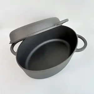 Grande marmite ovale en fonte de 8.3 L Cuisson du pain comme plat idéal pour la cuisson du pain ou de la <span class=keywords><strong>cocotte</strong></span> <span class=keywords><strong>Four</strong></span> hollandais - Product Image 4