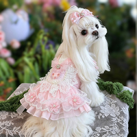 Robe de princesse classique de luxe pour animaux de compagnie, motif personnalisé, jupe tutu rose superposée avec nœud et ruban, tenue mignonne pour chiot