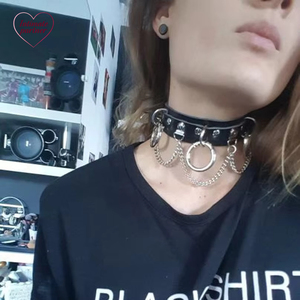 Gargantilla de Cuero Negra para Mujer, Collar Gótico Punk <span class=keywords><strong>con</strong></span> Cadena, Estilo Harajuku, Gargantilla Vegana Sexy, Joyería Gótica para Chicas - Product Image 2