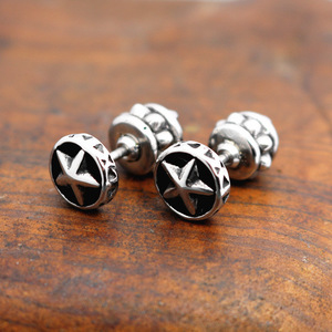 Pendientes yunnique con forma de estrella, acero inoxidable 316, engaste de garra, joyería de moda en blanco y negro para hombres y mujeres - Product Image 1