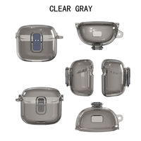 Étui de protection complet en plastique transparent pour écouteurs JBL Tune Flex sans fil avec crochet de transport