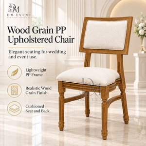 Chaise de salle à manger classique en PP imitation bois avec assise rembourrée pour hôtels, banquets et mariages, sièges pour projets commerciaux - Product Image 1