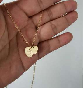 De moda de acero inoxidable grabado joyería en blanco colgante encanto personalizado doble corazón collar de encanto - Product Image 6