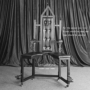 เก้าอี้บีดีเอสเอ็มแบบมีขาโลหะพร้อมสายรัดข้อเท้า สำหรับการฝึกทางเพศขั้นสูง เฟอร์นิเจอร์บีดีเอสเอ็มแบบแข็งแรงทนทาน สำหรับใช้ในห้องใต้ดิน - Product Image 5