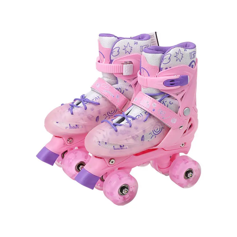 Chaussures de patins à roulettes à deux rangées, taille réglable, chaussures professionnelles pour enfants