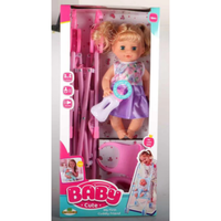 Poussette pour poupée EPT de 14 pouces avec 4 sons, ensemble de jeu pour poupée avec poussette de 55 cm, biberon, bavoir, pot et accessoires pour jeu d'imitation pour enfants