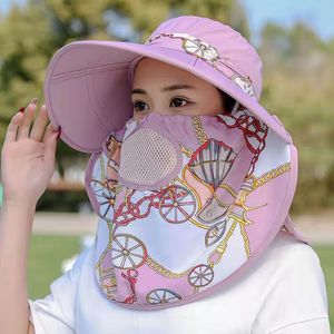 Chapeau de soleil à large bord pour femme avec protection faciale UPF 50, en coton respirant, idéal pour la cueillette du thé, le travail agricole en extérieur et la protection UV estivale - Product Image 3