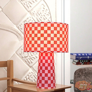 Hiện Đại Damier Mô Hình Vải Bảng Đèn Với Màu Hồng Trống Bóng Râm E14 Bóng Đèn Cơ Sở Cho Nhà Đọc Sách Và Nghiên Cứu Đơn Giản Điện Cung Cấp Điện - Product Image 4