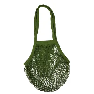 Custom Large Organic Reusable Drawstring Pouch Grocery Shopping Net Produce Cotton Mesh Tote Bag For Fruits And Vegetable