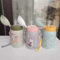 Nouveau Kawaii Boîte à Bento Tiffin Étanche 700ml 2 Compartiments et Gourde pour Repas Scolaire Enfants Filles Garçons