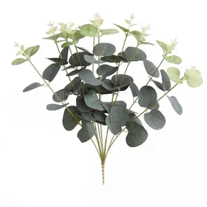 Hunan Zhangjiajie Fuyuan Yiwu silk plants silver green artificial eucalyptus bouquet for home Christmas funeral decor