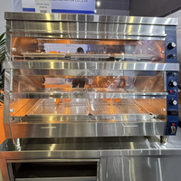 Vitrine chauffante pour aliments de 1,5 m de hauteur, haute précision, pour présentation de plats chauds et de galettes, en verre, fournie directement par l'usine